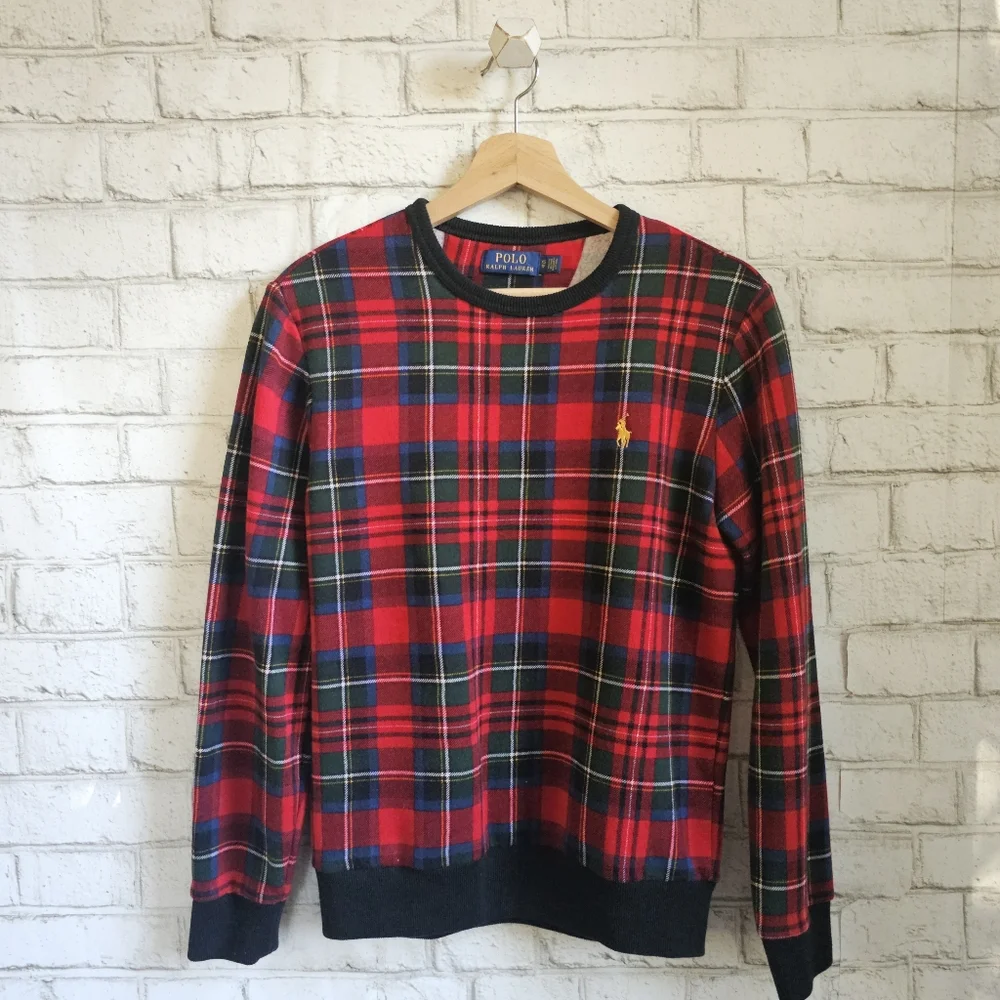 ☆ POLO Men's Soft Fleece Plaid Sweatshirt, XS ☆